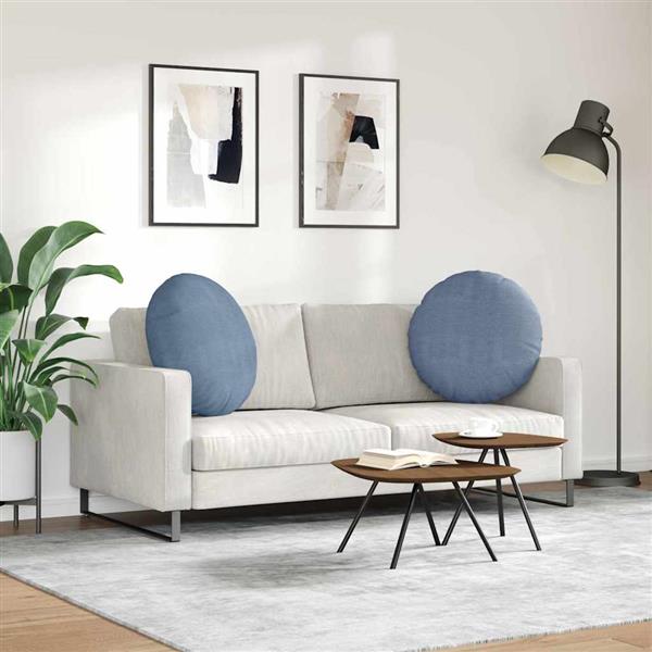 Grote foto vidaxl zitkussens 2 pcs blauw 80 cm katoen stof huis en inrichting woningdecoratie