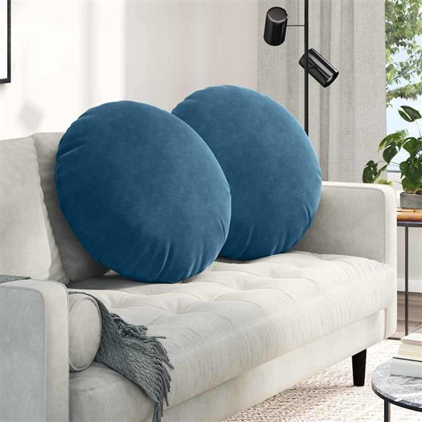 Grote foto vidaxl zitkussens 2 pcs blauw 80 x 29 cm fluweel huis en inrichting woningdecoratie