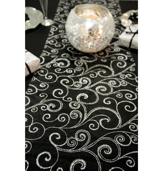 Grote foto zwarte tafelloper glitters 5m 36cm verzamelen overige verzamelingen