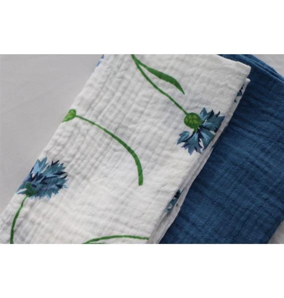 Grote foto bloemen servetten groen blauw katoen 40cm 4st verzamelen overige verzamelingen