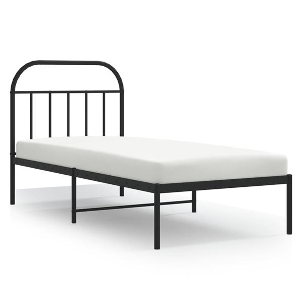 Grote foto vidaxl bedframe met hoofdbord metaal zwart 80x200 cm antiek en kunst stoelen en banken