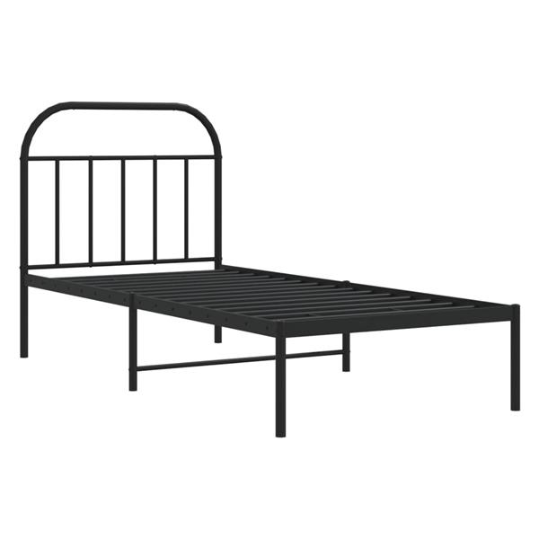 Grote foto vidaxl bedframe met hoofdbord metaal zwart 80x200 cm antiek en kunst stoelen en banken