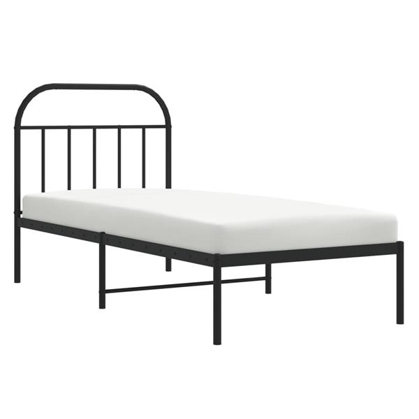Grote foto vidaxl bedframe met hoofdbord metaal zwart 80x200 cm antiek en kunst stoelen en banken