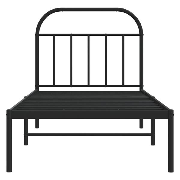 Grote foto vidaxl bedframe met hoofdbord metaal zwart 80x200 cm antiek en kunst stoelen en banken