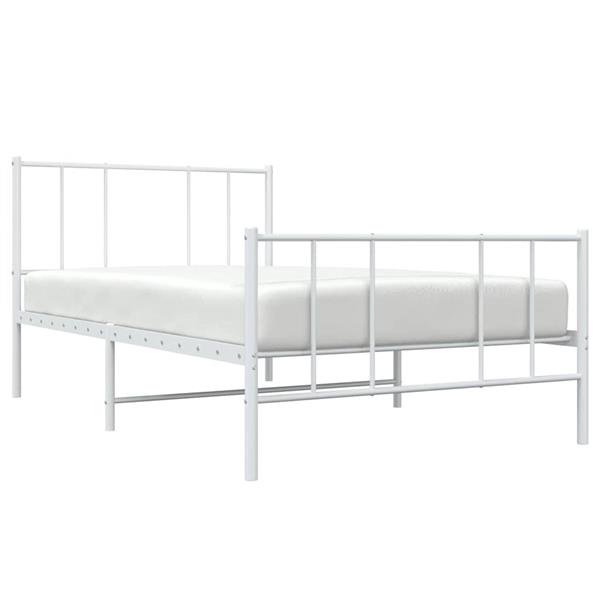 Grote foto vidaxl bedframe met hoofd en voeteneinde metaal wit 90x200 cm antiek en kunst stoelen en banken