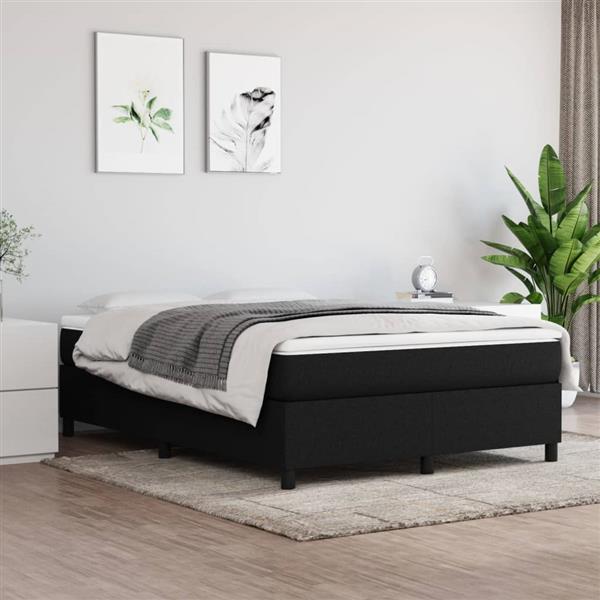 Grote foto vidaxl boxspring bed stof zwart 140x200 cm antiek en kunst stoelen en banken