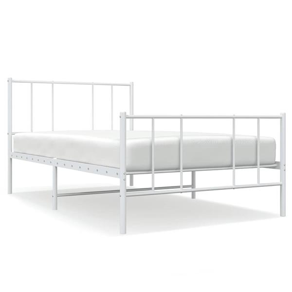 Grote foto vidaxl bedframe met hoofd en voeteneinde metaal wit 90x200 cm antiek en kunst stoelen en banken