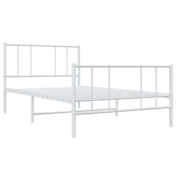 Grote foto vidaxl bedframe met hoofd en voeteneinde metaal wit 90x200 cm antiek en kunst stoelen en banken