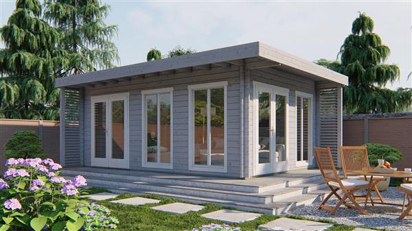 Grote foto blokhut tuinhuis hildegard 44 mm vuren tuin en terras tuinhuisjes en blokhutten