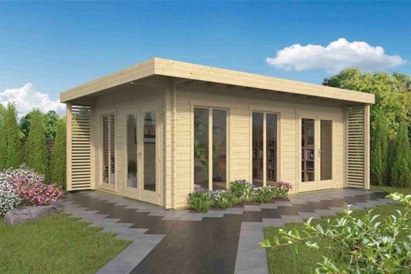 Grote foto blokhut tuinhuis hildegard 44 mm vuren tuin en terras tuinhuisjes en blokhutten