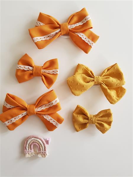 Grote foto haarklem met grote strik mosterd kinderen en baby overige