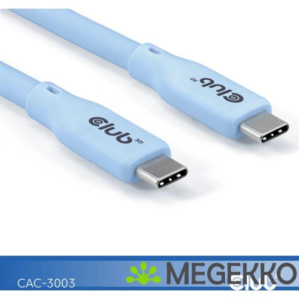 Grote foto club3d usb4 gen 3x2 20gbps 240w usb type c 2m blauw computers en software overige computers en software