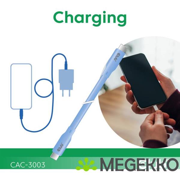 Grote foto club3d usb4 gen 3x2 20gbps 240w usb type c 2m blauw computers en software overige computers en software