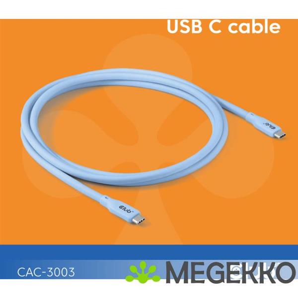 Grote foto club3d usb4 gen 3x2 20gbps 240w usb type c 2m blauw computers en software overige computers en software