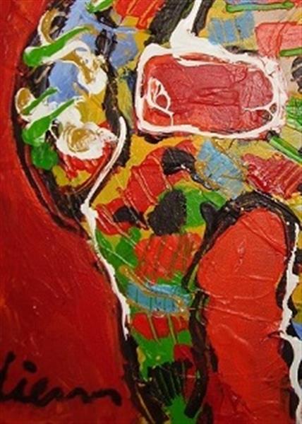 Grote foto peter diem cow red antiek en kunst modern