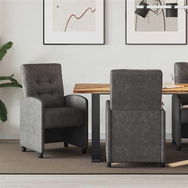 Grote foto vidaxl dining stoelen met wielen 2 pcs zwart 57 x 67 x 98 cm kunstleer huis en inrichting stoelen