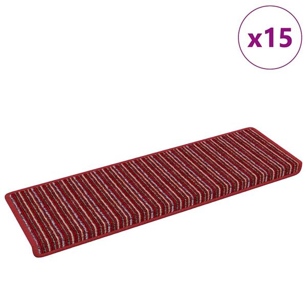 Grote foto vidaxl zelfklevende trapmatten gestreept 15 pcs rood 65 x 21 x 4 cm huis en inrichting overige huis en inrichting