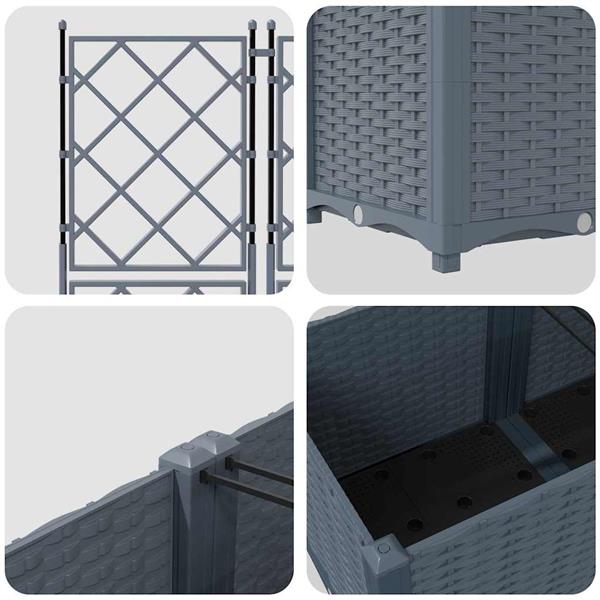 Grote foto vidaxl tuindruppel met trellis 3 pcs lichtgrijs 80 x 80 x 143 cm pp tuin en terras overige tuin en terras