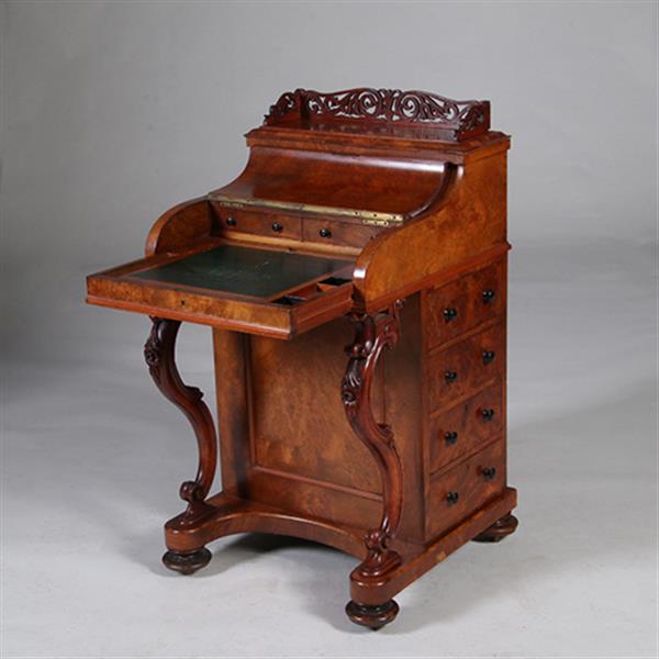 Grote foto davenport in wortelnoten met geheim pop up vak ca 1870 no.342060 antiek en kunst overige in antiek gebruiksvoorwerpen