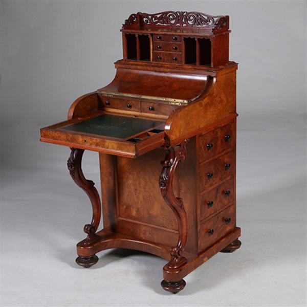 Grote foto davenport in wortelnoten met geheim pop up vak ca 1870 no.342060 antiek en kunst overige in antiek gebruiksvoorwerpen