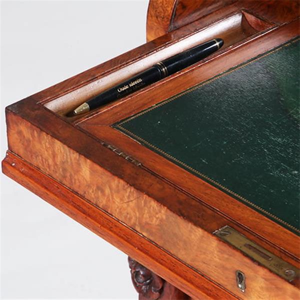 Grote foto davenport in wortelnoten met geheim pop up vak ca 1870 no.342060 antiek en kunst overige in antiek gebruiksvoorwerpen