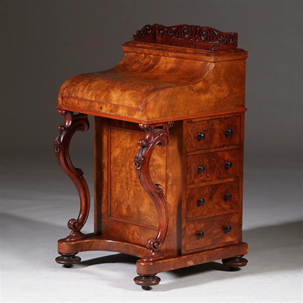 Grote foto davenport in wortelnoten met geheim pop up vak ca 1870 no.342060 antiek en kunst overige in antiek gebruiksvoorwerpen