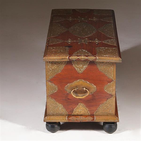 Grote foto koloniaal documenten kistje djatihout messing beslagen ca 1850 no.350201 antiek en kunst stoelen en banken