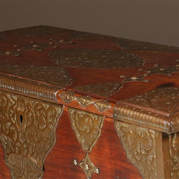 Grote foto koloniaal documenten kistje djatihout messing beslagen ca 1850 no.350201 antiek en kunst stoelen en banken