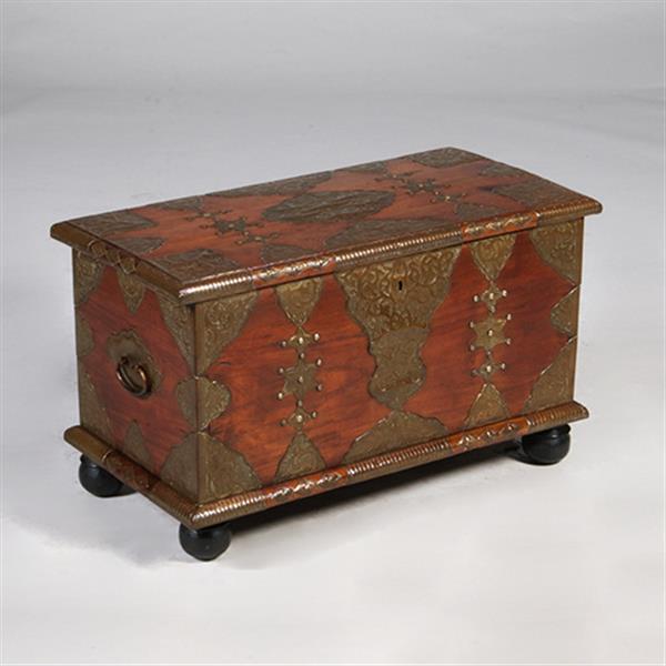 Grote foto koloniaal documenten kistje djatihout messing beslagen ca 1850 no.350201 antiek en kunst stoelen en banken