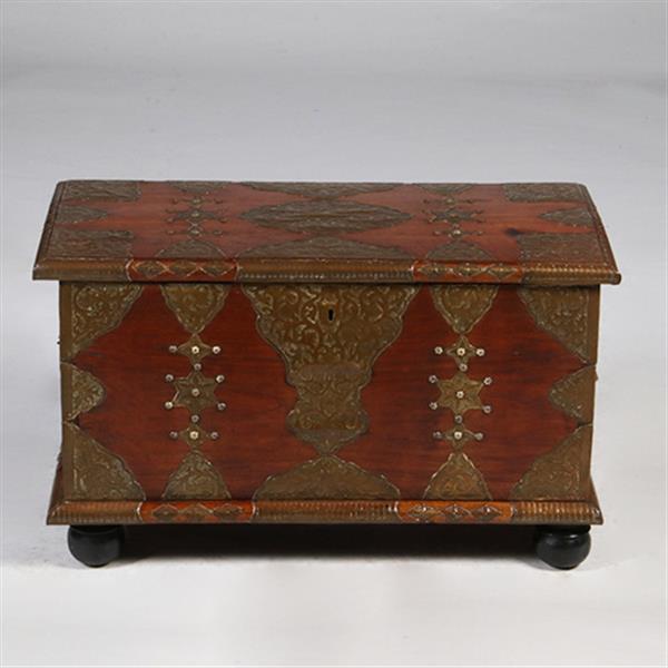 Grote foto koloniaal documenten kistje djatihout messing beslagen ca 1850 no.350201 antiek en kunst stoelen en banken