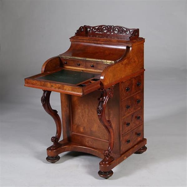 Grote foto davenport in wortelnoten met geheim pop up vak ca 1870 no.342060 antiek en kunst overige in antiek gebruiksvoorwerpen