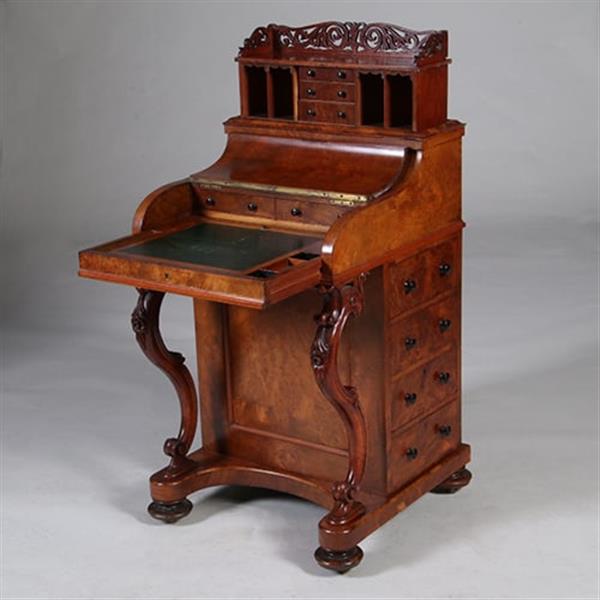 Grote foto davenport in wortelnoten met geheim pop up vak ca 1870 no.342060 antiek en kunst overige in antiek gebruiksvoorwerpen