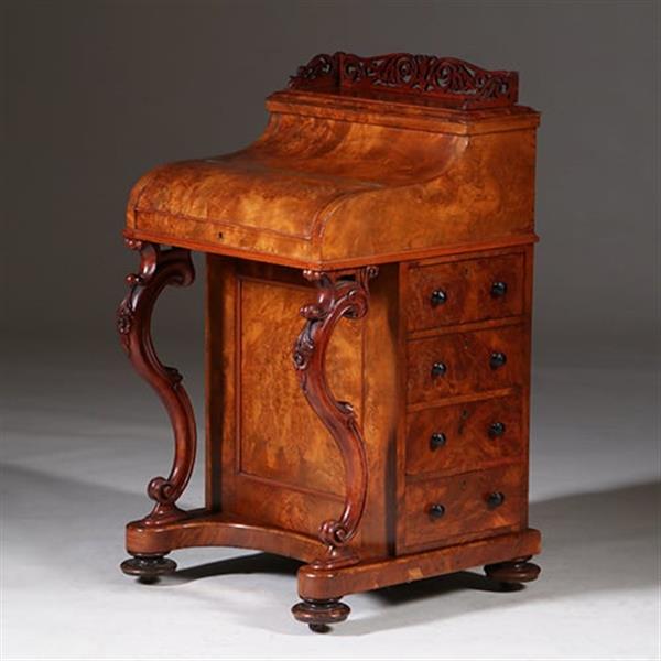 Grote foto davenport in wortelnoten met geheim pop up vak ca 1870 no.342060 antiek en kunst overige in antiek gebruiksvoorwerpen