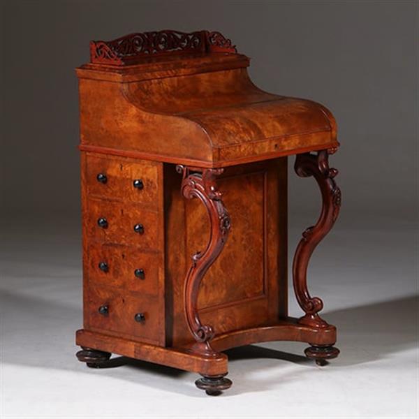 Grote foto davenport in wortelnoten met geheim pop up vak ca 1870 no.342060 antiek en kunst overige in antiek gebruiksvoorwerpen