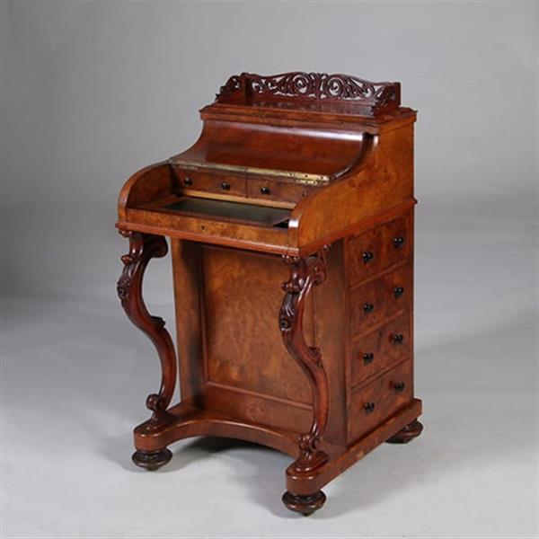 Grote foto davenport in wortelnoten met geheim pop up vak ca 1870 no.342060 antiek en kunst overige in antiek gebruiksvoorwerpen