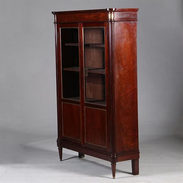 Grote foto louis seize boekenkast in mahonie ca 1800 ronde hoeken goud getrimd no.342030 antiek en kunst stoelen en banken