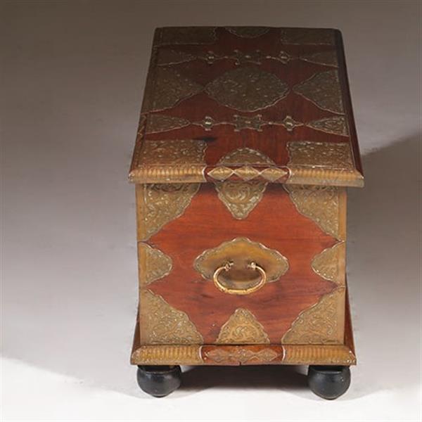 Grote foto koloniaal documenten kistje djatihout messing beslagen ca 1850 no.350201 antiek en kunst stoelen en banken