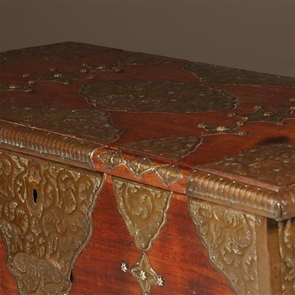 Grote foto koloniaal documenten kistje djatihout messing beslagen ca 1850 no.350201 antiek en kunst stoelen en banken