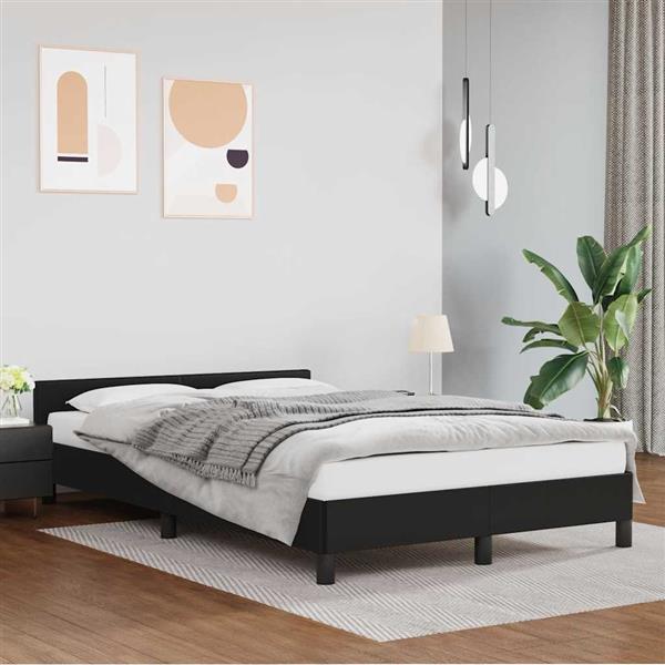 Grote foto vidaxl bedframe met hoofdeinde zonder matras 120x200 cm zwart antiek en kunst stoelen en banken