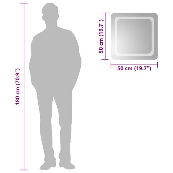 Grote foto vidaxl badkamerspiegel led 50x50 cm antiek en kunst spiegels