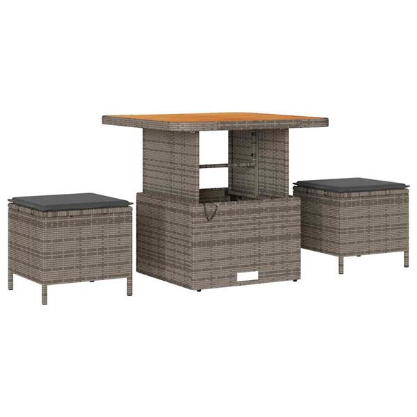 Grote foto vidaxl tuin eetset grijs poly riet tuin en terras tuinmeubelen