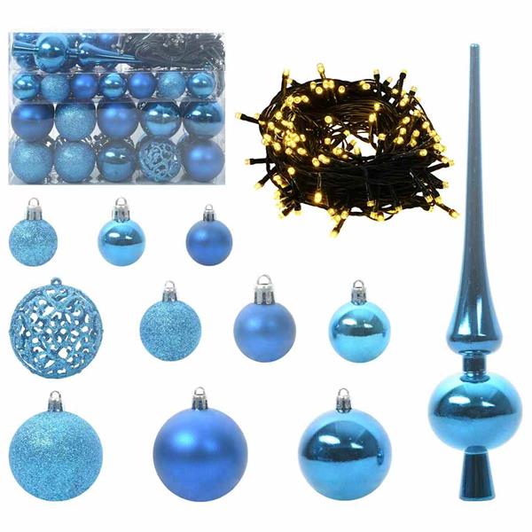 Grote foto vidaxl kerstbal set met 150 led 61 pcs blauw kunststof diversen overige diversen