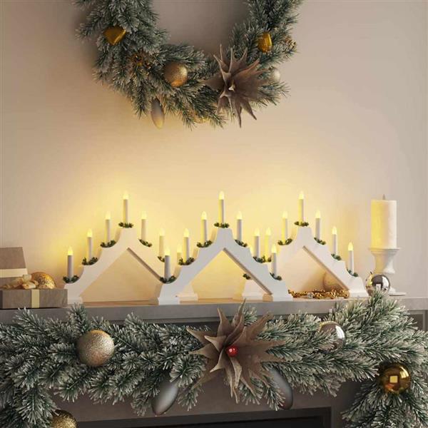 Grote foto vidaxl kerst kaars brug 3 pcs wit 39.5 x 5 x 29 cm massief grenenhout diversen overige diversen