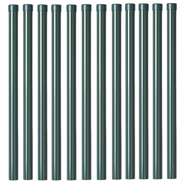 Grote foto vidaxl afrasteringspaal 12 pcs groen 80 cm poedergecoat staal tuin en terras overige tuin en terras