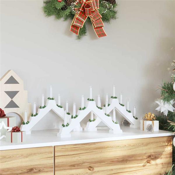 Grote foto vidaxl kerst kaars brug 3 pcs wit 39.5 x 5 x 29 cm massief grenenhout diversen overige diversen