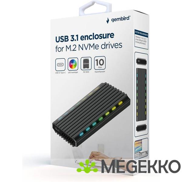 Grote foto gembird ee2280 u3c 03 behuizing voor opslagstations sdd behuizing zwart m.2 computers en software behuizingen en kasten