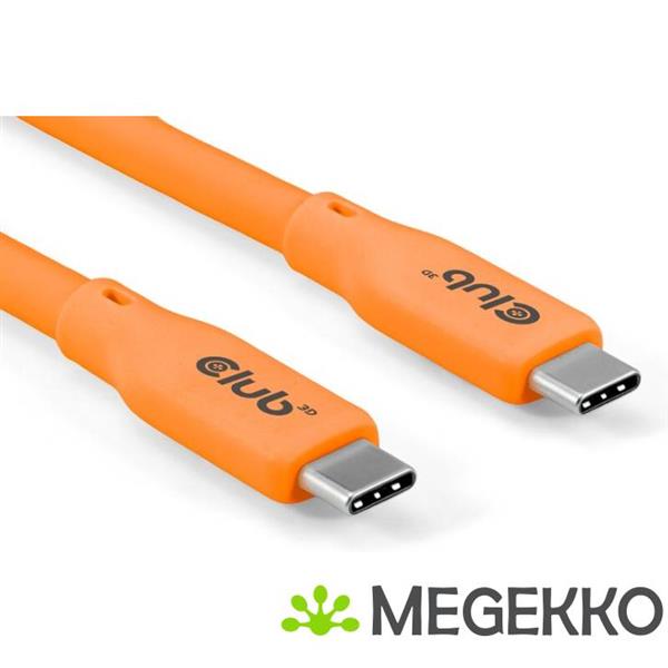 Grote foto club3d usb4 gen 3x2 20gbps 240w usb type c 2m oranje computers en software overige computers en software