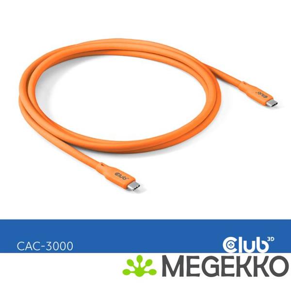 Grote foto club3d usb4 gen 3x2 20gbps 240w usb type c 2m oranje computers en software overige computers en software