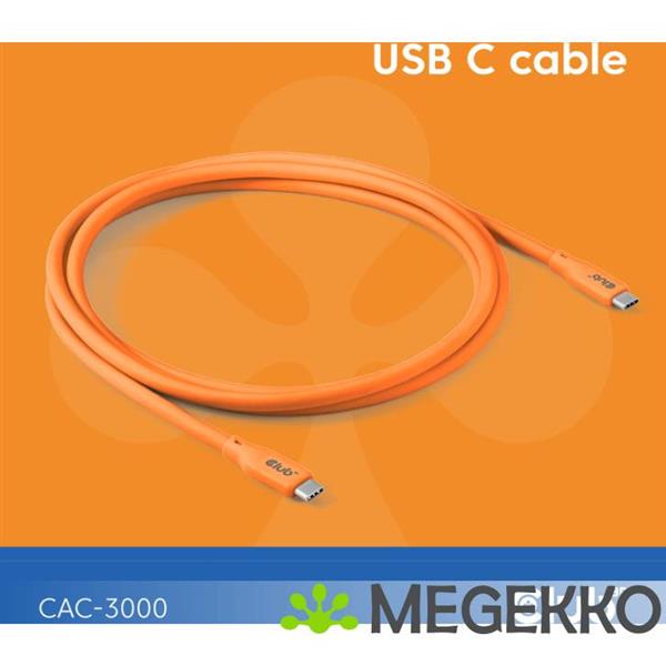 Grote foto club3d usb4 gen 3x2 20gbps 240w usb type c 2m oranje computers en software overige computers en software