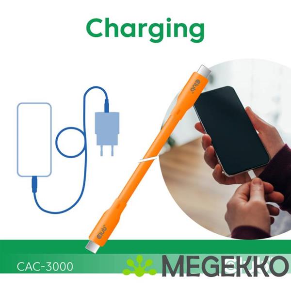 Grote foto club3d usb4 gen 3x2 20gbps 240w usb type c 2m oranje computers en software overige computers en software